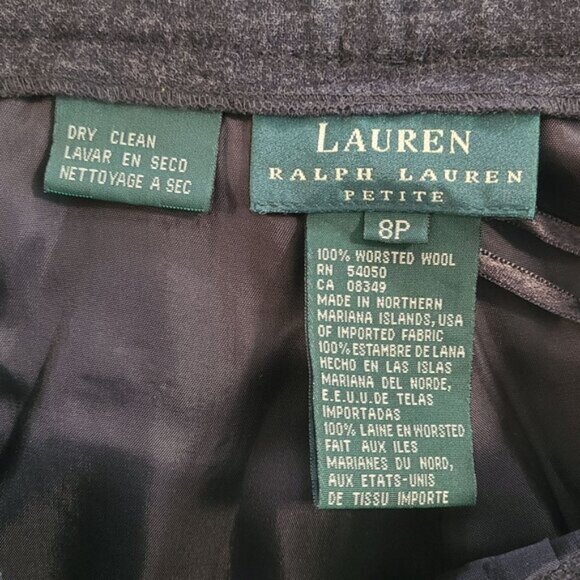 Vintage Ralph Lauren Pants Gray Worsted Wool High Waisted Pleated Cuffed 8P USA - Picture 4 of 10